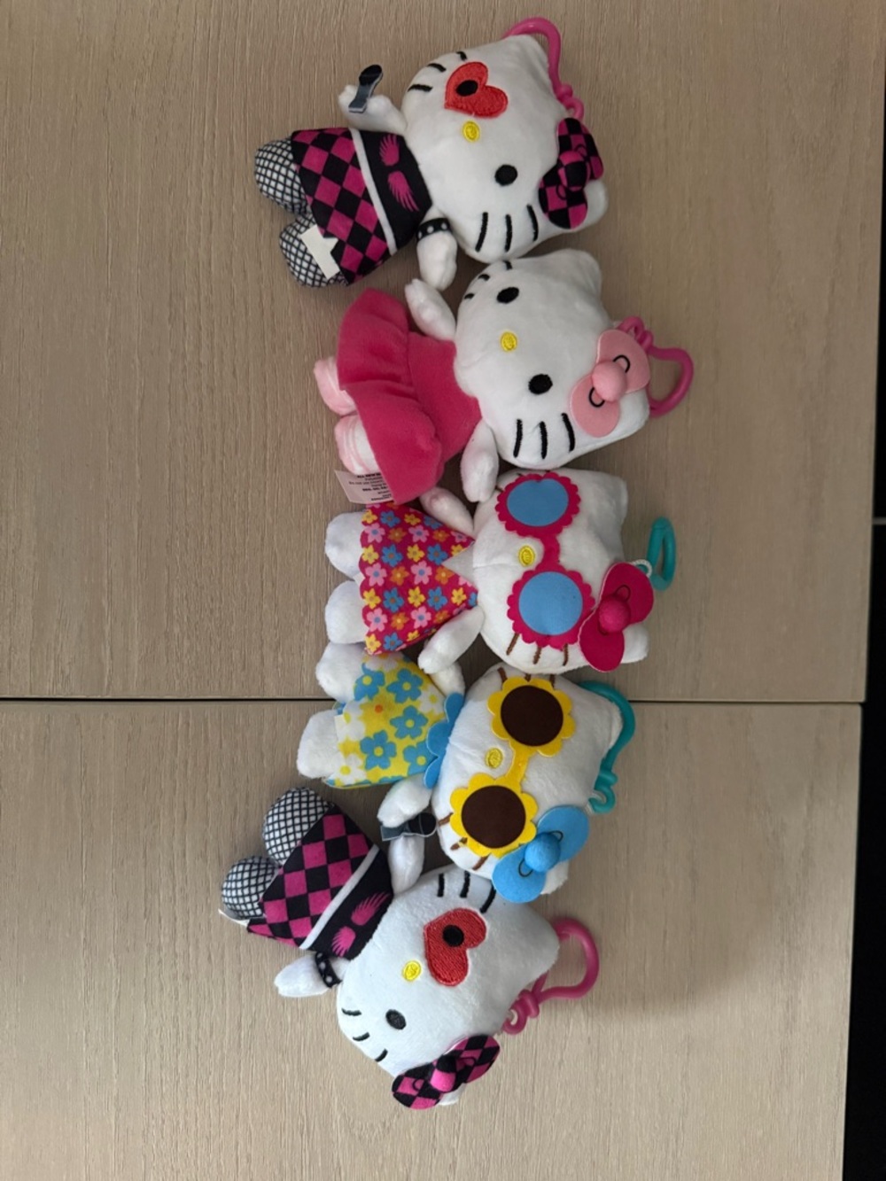 Hello Kitty Plush Keychain Set - Multicolor Cute Kitty Clip-On Toys